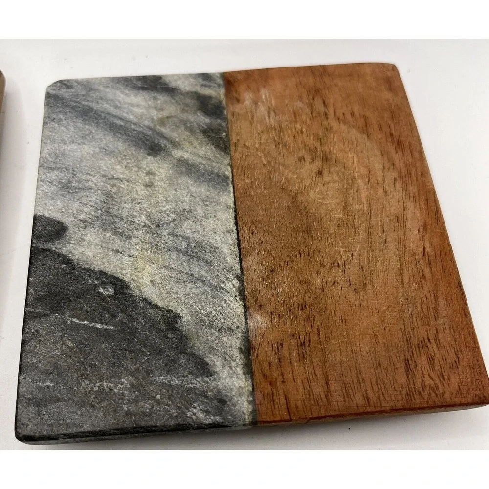 Threshold Dark‎ Marble and Wood Set of 4 Coaster Target Brand 4